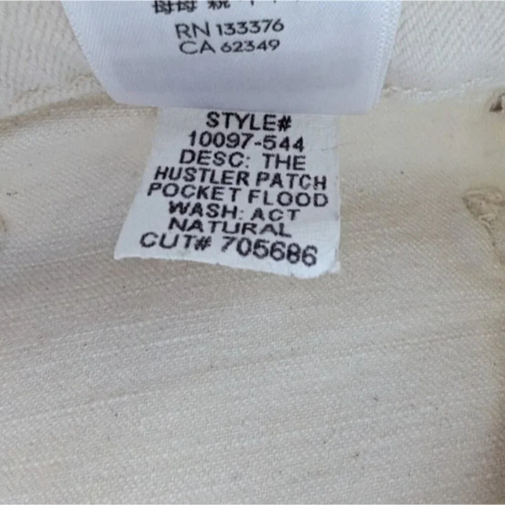 Mother Superior Hustler Patch Pocket Flood Jeans 31 Act Natural White Denim 70s - Picture 8 of 8